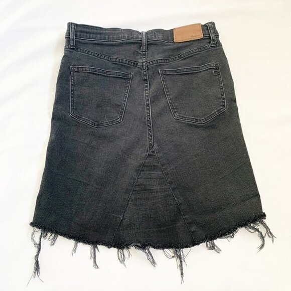 Madewell distressed black raw hem button fly 9" high-rise skinny skirt - 27 - Picture 7 of 10